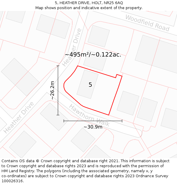 5, HEATHER DRIVE, HOLT, NR25 6AQ: Plot and title map