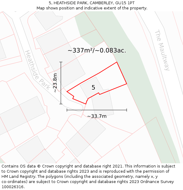 5, HEATHSIDE PARK, CAMBERLEY, GU15 1PT: Plot and title map