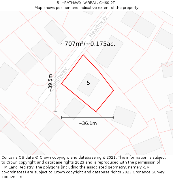 5, HEATHWAY, WIRRAL, CH60 2TL: Plot and title map