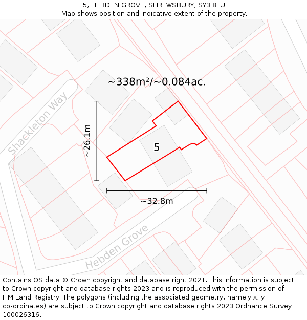 5, HEBDEN GROVE, SHREWSBURY, SY3 8TU: Plot and title map