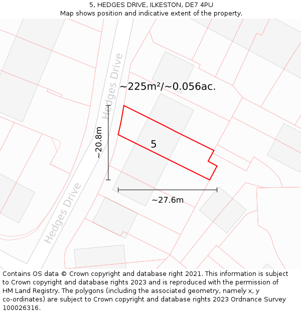 5, HEDGES DRIVE, ILKESTON, DE7 4PU: Plot and title map