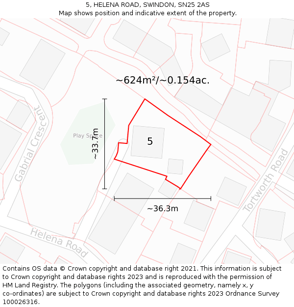 5, HELENA ROAD, SWINDON, SN25 2AS: Plot and title map