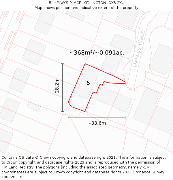 5, HELWYS PLACE, KIDLINGTON, OX5 2XU: Plot and title map