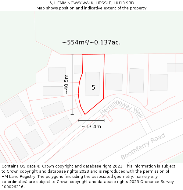 5, HEMMINGWAY WALK, HESSLE, HU13 9BD: Plot and title map