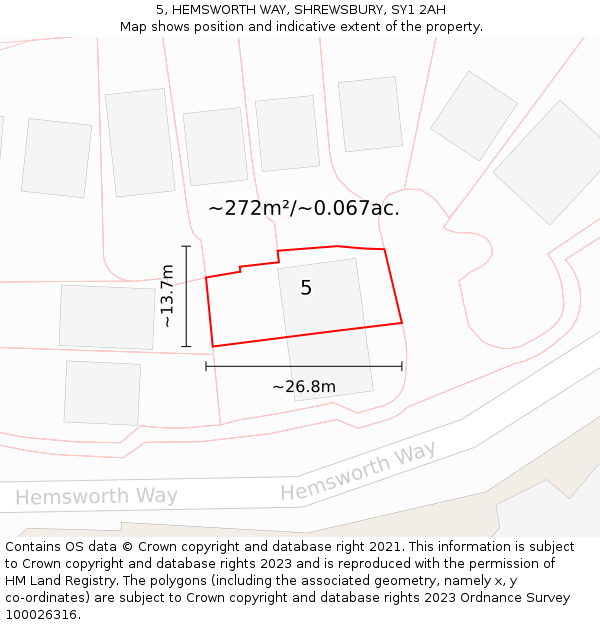 5, HEMSWORTH WAY, SHREWSBURY, SY1 2AH: Plot and title map