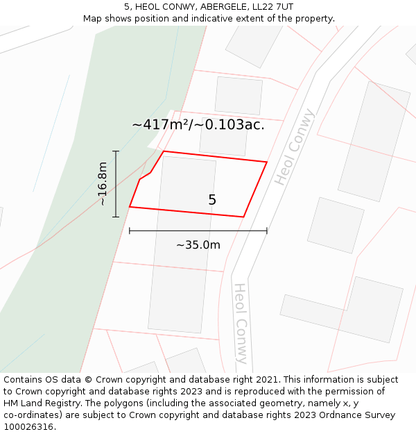 5, HEOL CONWY, ABERGELE, LL22 7UT: Plot and title map