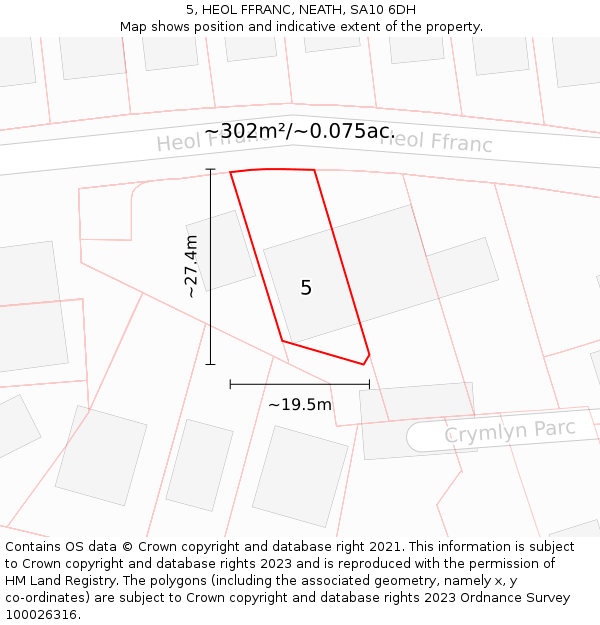 5, HEOL FFRANC, NEATH, SA10 6DH: Plot and title map