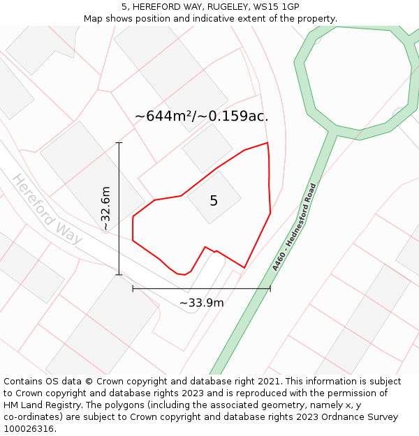 5, HEREFORD WAY, RUGELEY, WS15 1GP: Plot and title map