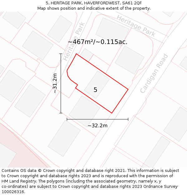 5, HERITAGE PARK, HAVERFORDWEST, SA61 2QF: Plot and title map