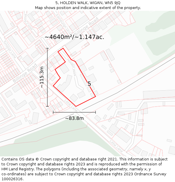 5, HOLDEN WALK, WIGAN, WN5 9JQ: Plot and title map