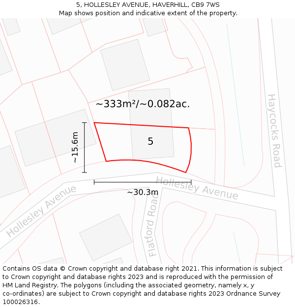 5, HOLLESLEY AVENUE, HAVERHILL, CB9 7WS: Plot and title map