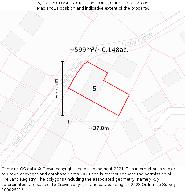 5, HOLLY CLOSE, MICKLE TRAFFORD, CHESTER, CH2 4QY: Plot and title map