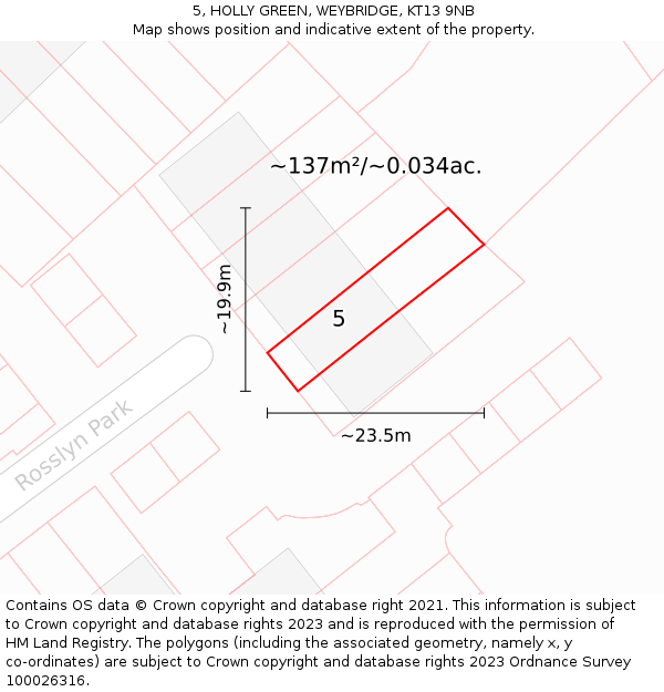 5, HOLLY GREEN, WEYBRIDGE, KT13 9NB: Plot and title map