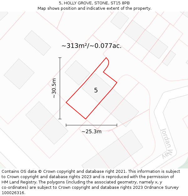 5, HOLLY GROVE, STONE, ST15 8PB: Plot and title map