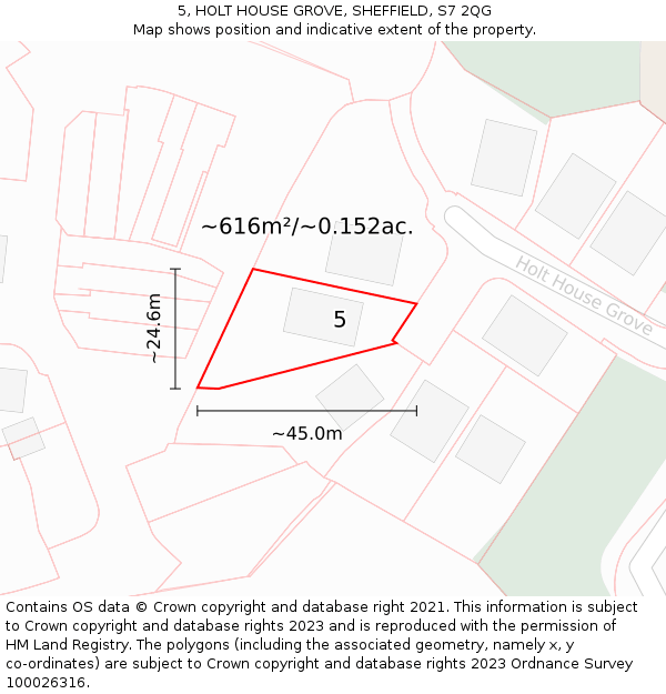 5, HOLT HOUSE GROVE, SHEFFIELD, S7 2QG: Plot and title map