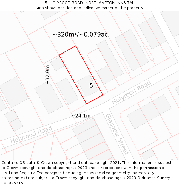 5, HOLYROOD ROAD, NORTHAMPTON, NN5 7AH: Plot and title map