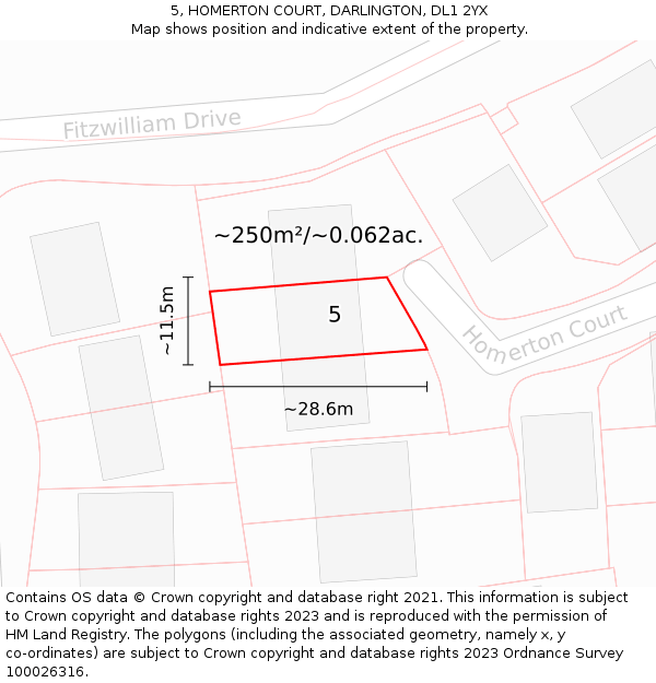 5, HOMERTON COURT, DARLINGTON, DL1 2YX: Plot and title map