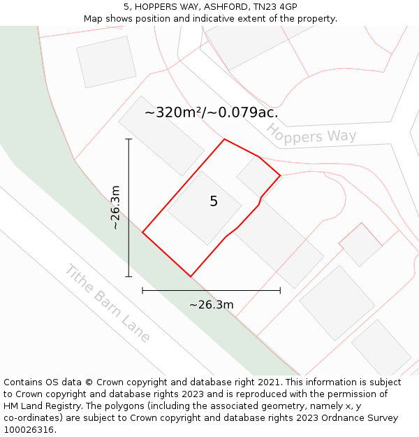 5, HOPPERS WAY, ASHFORD, TN23 4GP: Plot and title map