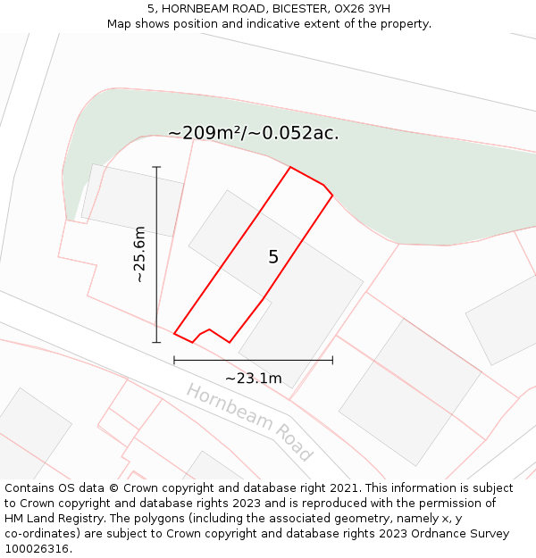 5, HORNBEAM ROAD, BICESTER, OX26 3YH: Plot and title map