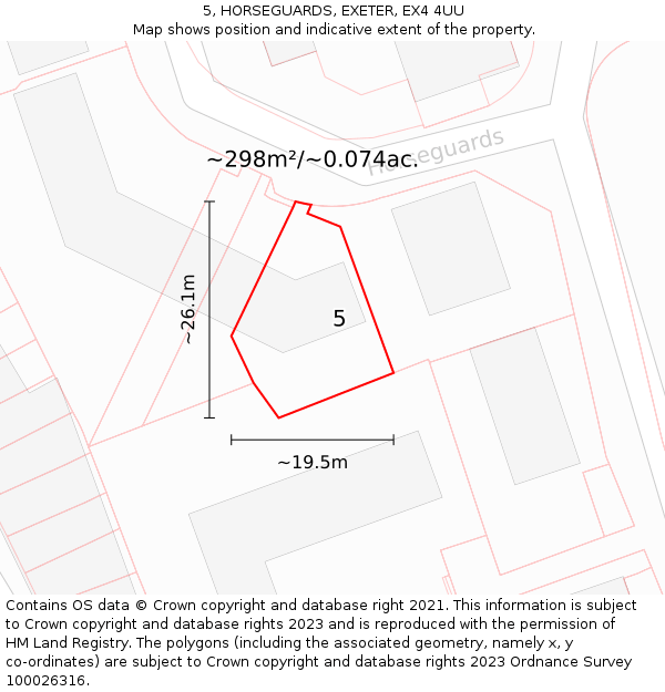 5, HORSEGUARDS, EXETER, EX4 4UU: Plot and title map