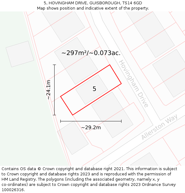 5, HOVINGHAM DRIVE, GUISBOROUGH, TS14 6GD: Plot and title map