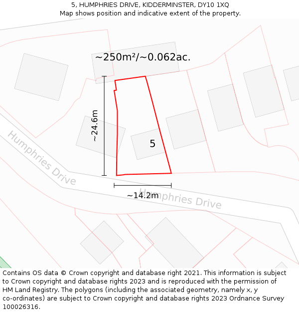 5, HUMPHRIES DRIVE, KIDDERMINSTER, DY10 1XQ: Plot and title map