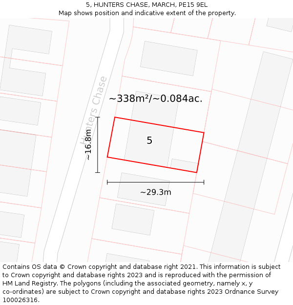 5, HUNTERS CHASE, MARCH, PE15 9EL: Plot and title map