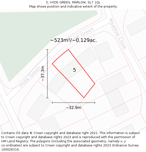 5, HYDE GREEN, MARLOW, SL7 1QL: Plot and title map