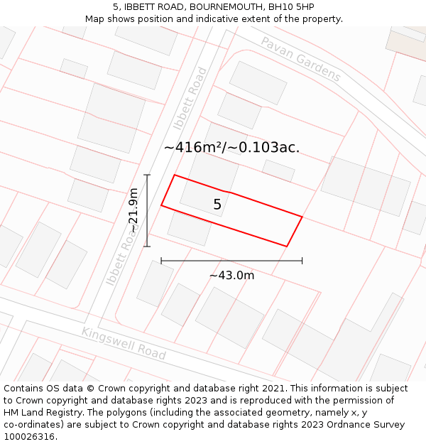 5, IBBETT ROAD, BOURNEMOUTH, BH10 5HP: Plot and title map