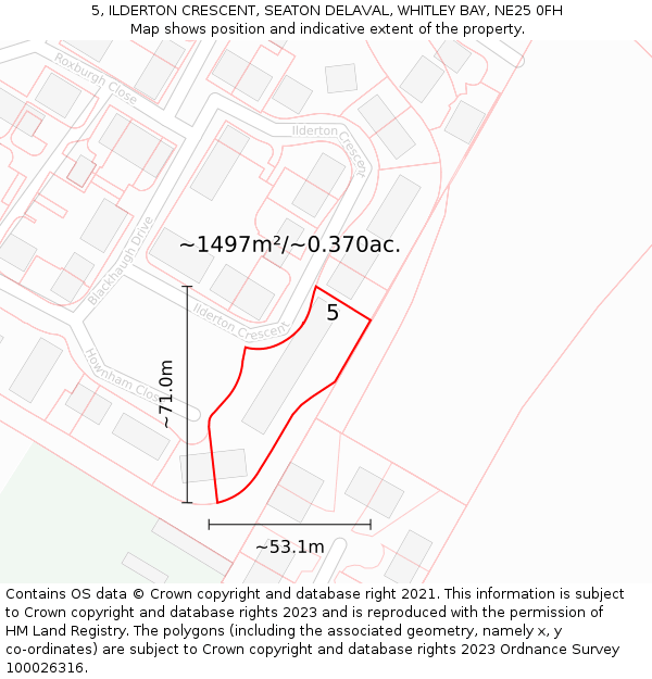 5, ILDERTON CRESCENT, SEATON DELAVAL, WHITLEY BAY, NE25 0FH: Plot and title map