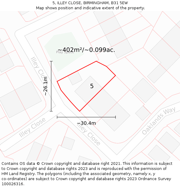 5, ILLEY CLOSE, BIRMINGHAM, B31 5EW: Plot and title map