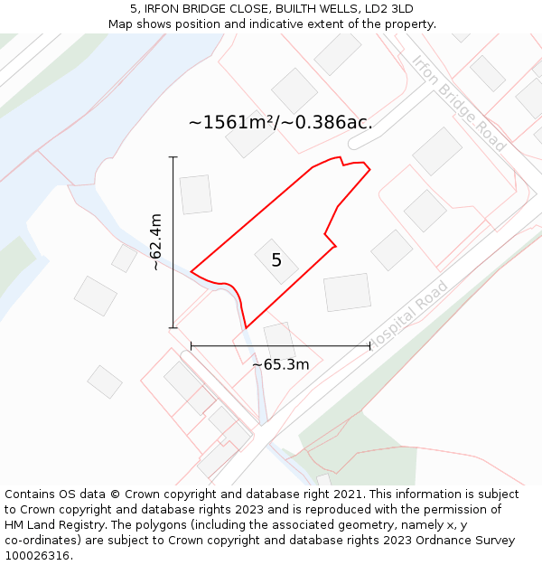 5, IRFON BRIDGE CLOSE, BUILTH WELLS, LD2 3LD: Plot and title map