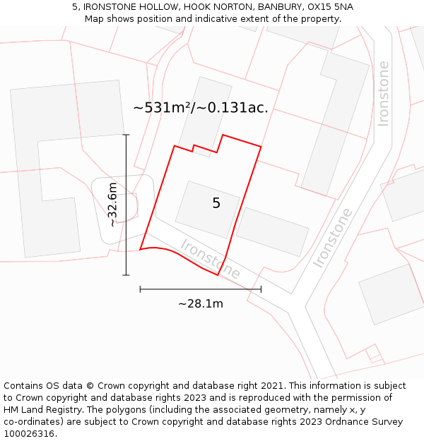 5, IRONSTONE HOLLOW, HOOK NORTON, BANBURY, OX15 5NA: Plot and title map