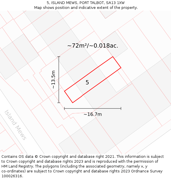 5, ISLAND MEWS, PORT TALBOT, SA13 1XW: Plot and title map