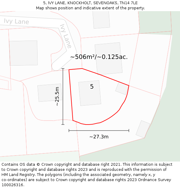 5, IVY LANE, KNOCKHOLT, SEVENOAKS, TN14 7LE: Plot and title map