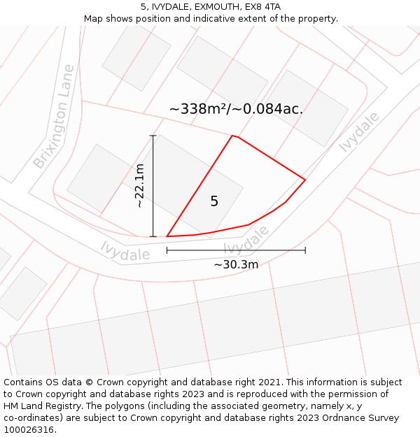 5, IVYDALE, EXMOUTH, EX8 4TA: Plot and title map