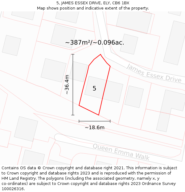 5, JAMES ESSEX DRIVE, ELY, CB6 1BX: Plot and title map