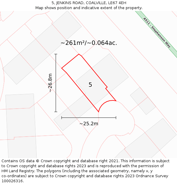 5, JENKINS ROAD, COALVILLE, LE67 4EH: Plot and title map