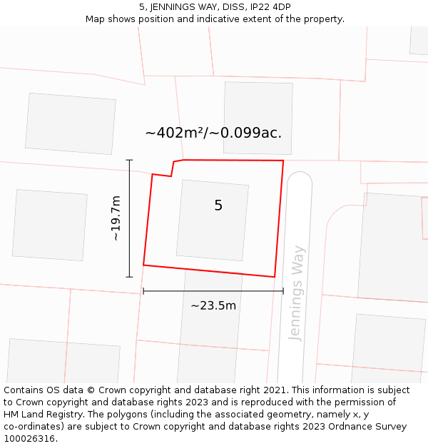 5, JENNINGS WAY, DISS, IP22 4DP: Plot and title map