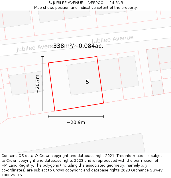5, JUBILEE AVENUE, LIVERPOOL, L14 3NB: Plot and title map