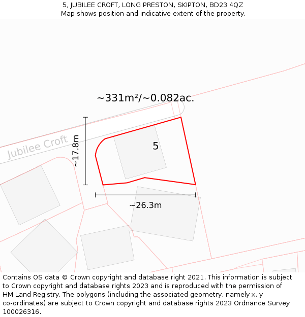 5, JUBILEE CROFT, LONG PRESTON, SKIPTON, BD23 4QZ: Plot and title map