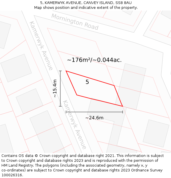 5, KAMERWYK AVENUE, CANVEY ISLAND, SS8 8AU: Plot and title map