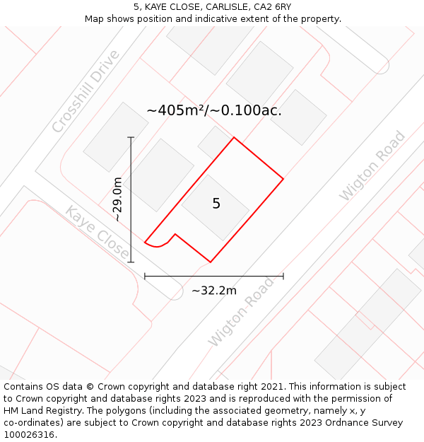 5, KAYE CLOSE, CARLISLE, CA2 6RY: Plot and title map