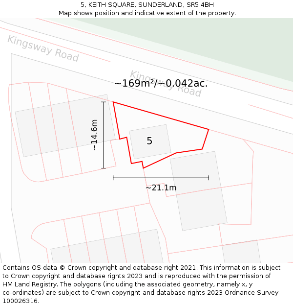 5, KEITH SQUARE, SUNDERLAND, SR5 4BH: Plot and title map