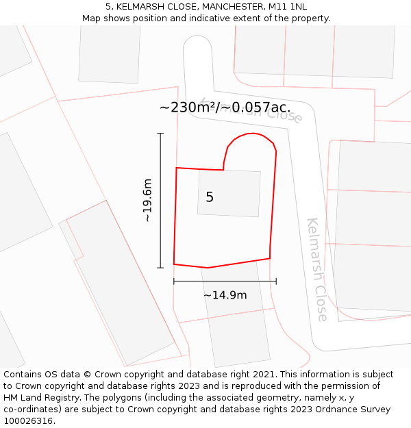 5, KELMARSH CLOSE, MANCHESTER, M11 1NL: Plot and title map