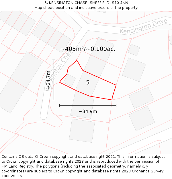 5, KENSINGTON CHASE, SHEFFIELD, S10 4NN: Plot and title map