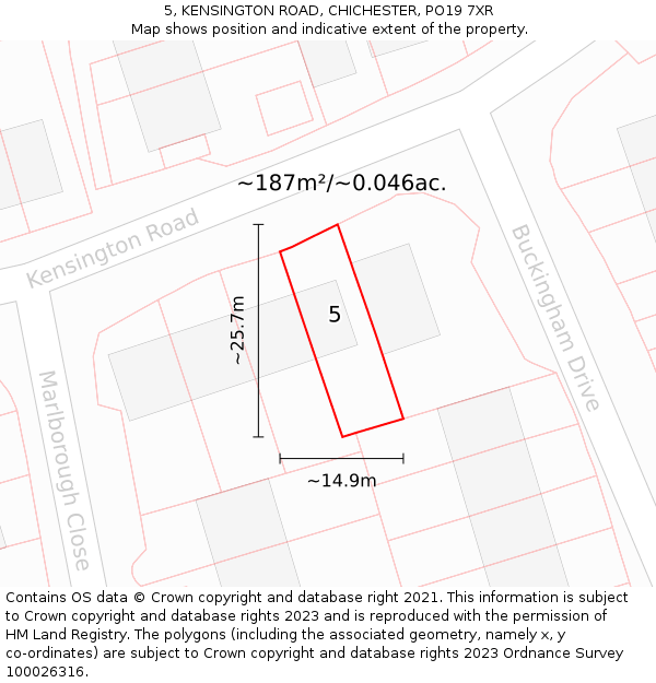 5, KENSINGTON ROAD, CHICHESTER, PO19 7XR: Plot and title map