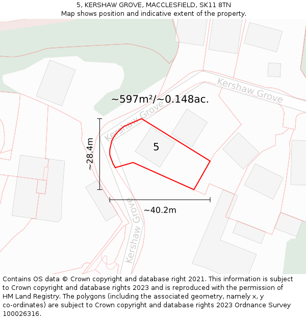 5, KERSHAW GROVE, MACCLESFIELD, SK11 8TN: Plot and title map