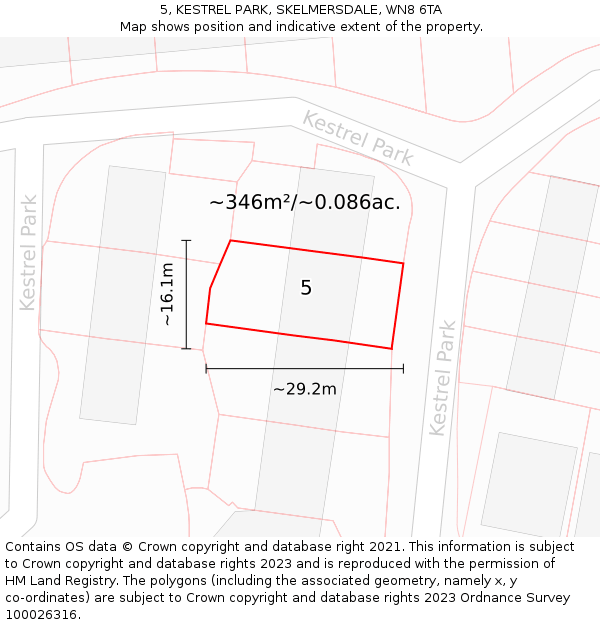 5, KESTREL PARK, SKELMERSDALE, WN8 6TA: Plot and title map