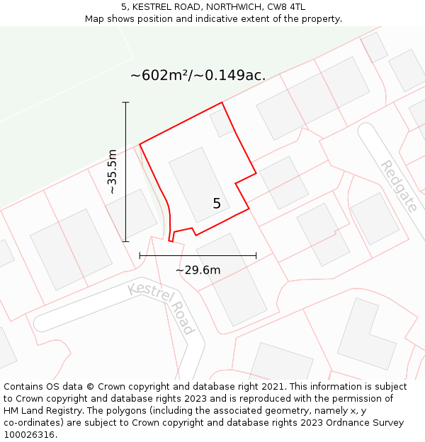 5, KESTREL ROAD, NORTHWICH, CW8 4TL: Plot and title map